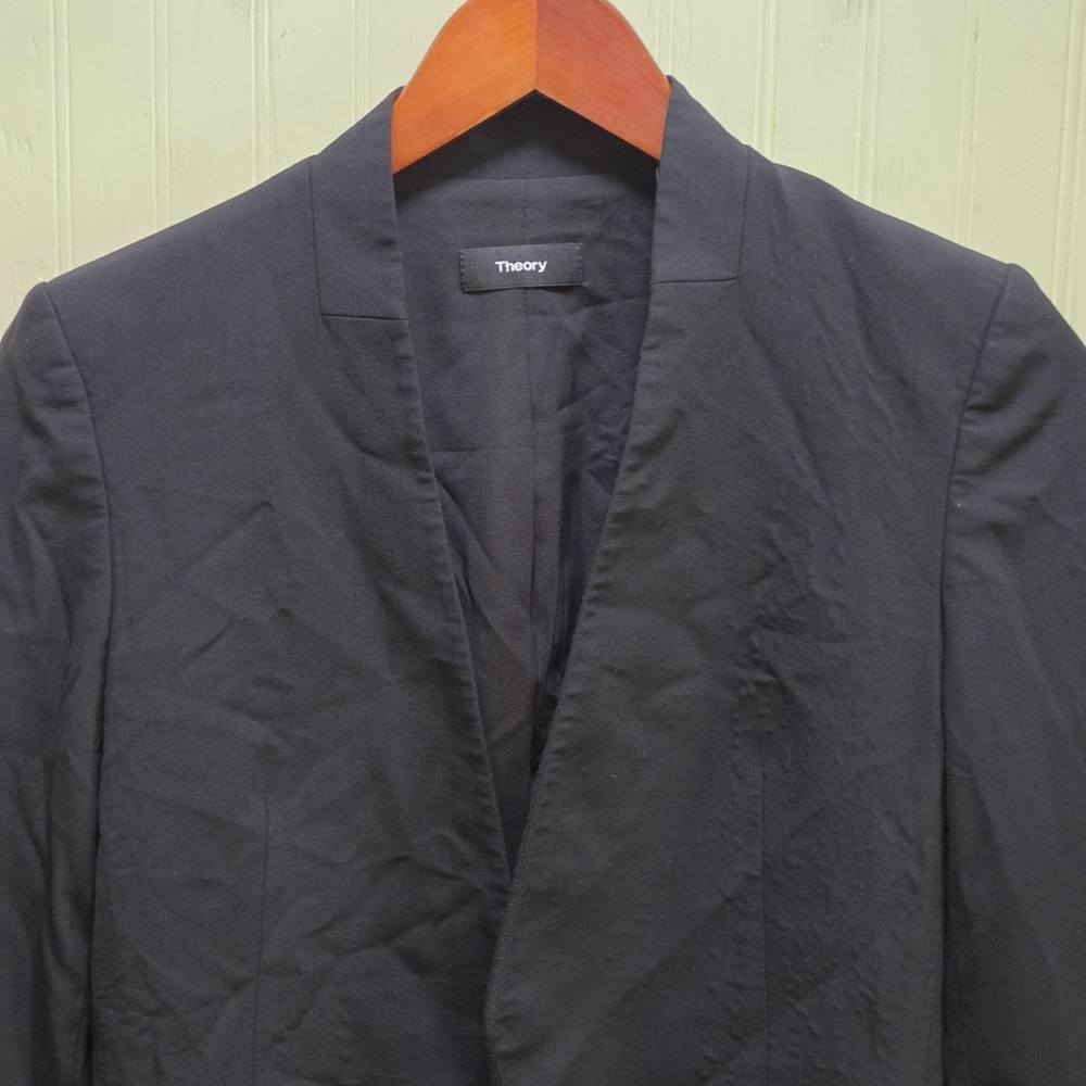 Theory Blazer Jacket Womens 2 Black Lanai Edition Shawl Tuxedo Lined Stretch